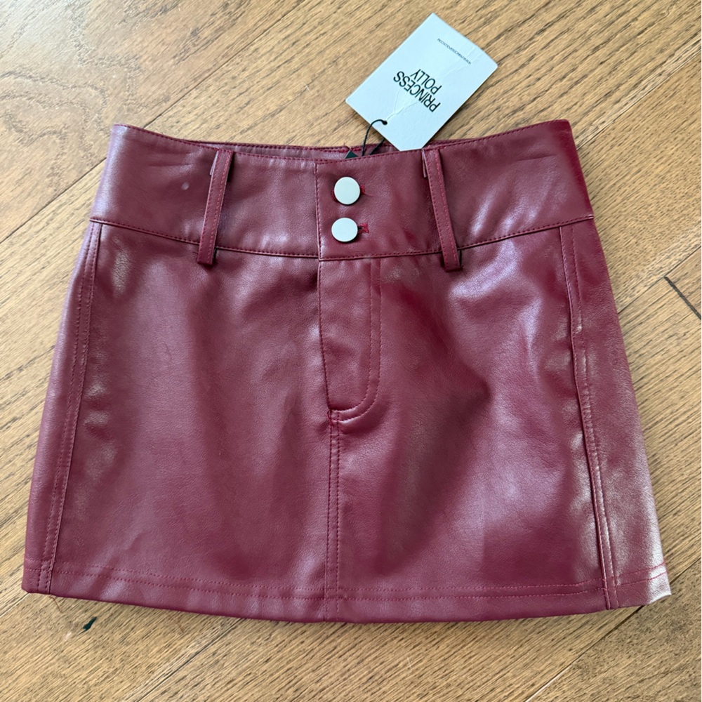 Princess Polly Maroon Leather skirt